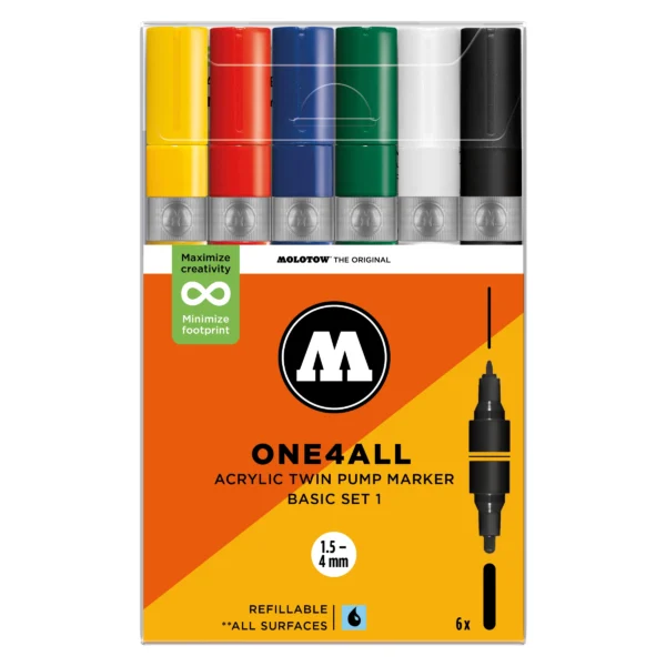 Molotow ONE4ALL TWIN Marker Basic Set (1.5-4mm) (6x)