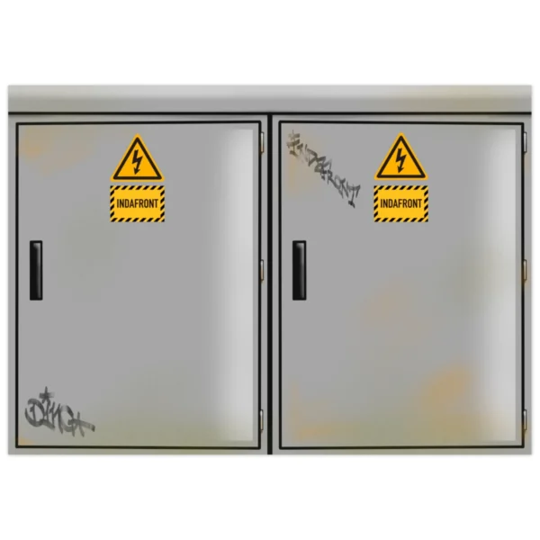 Indafront Electricity Box graffiti sticker by artist Ding