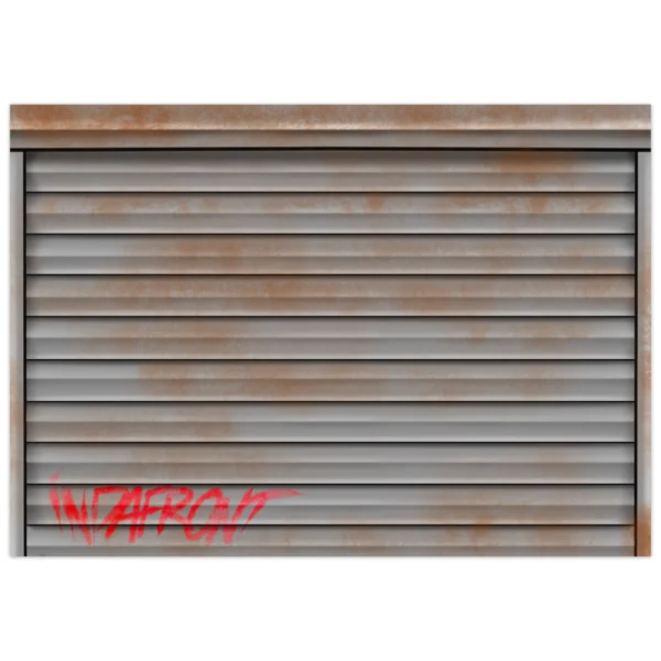 Indafront Roller Door graffiti sticker by artist Ding
