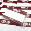 Indafront Hello My Name is Burgundy Red graffiti sticker in a pack close up look