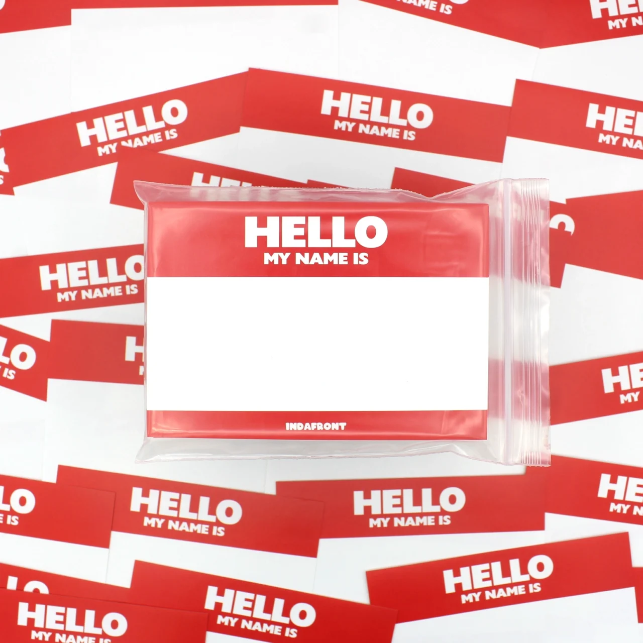Indafront Hello My Name is Red graffiti stickers in a pack