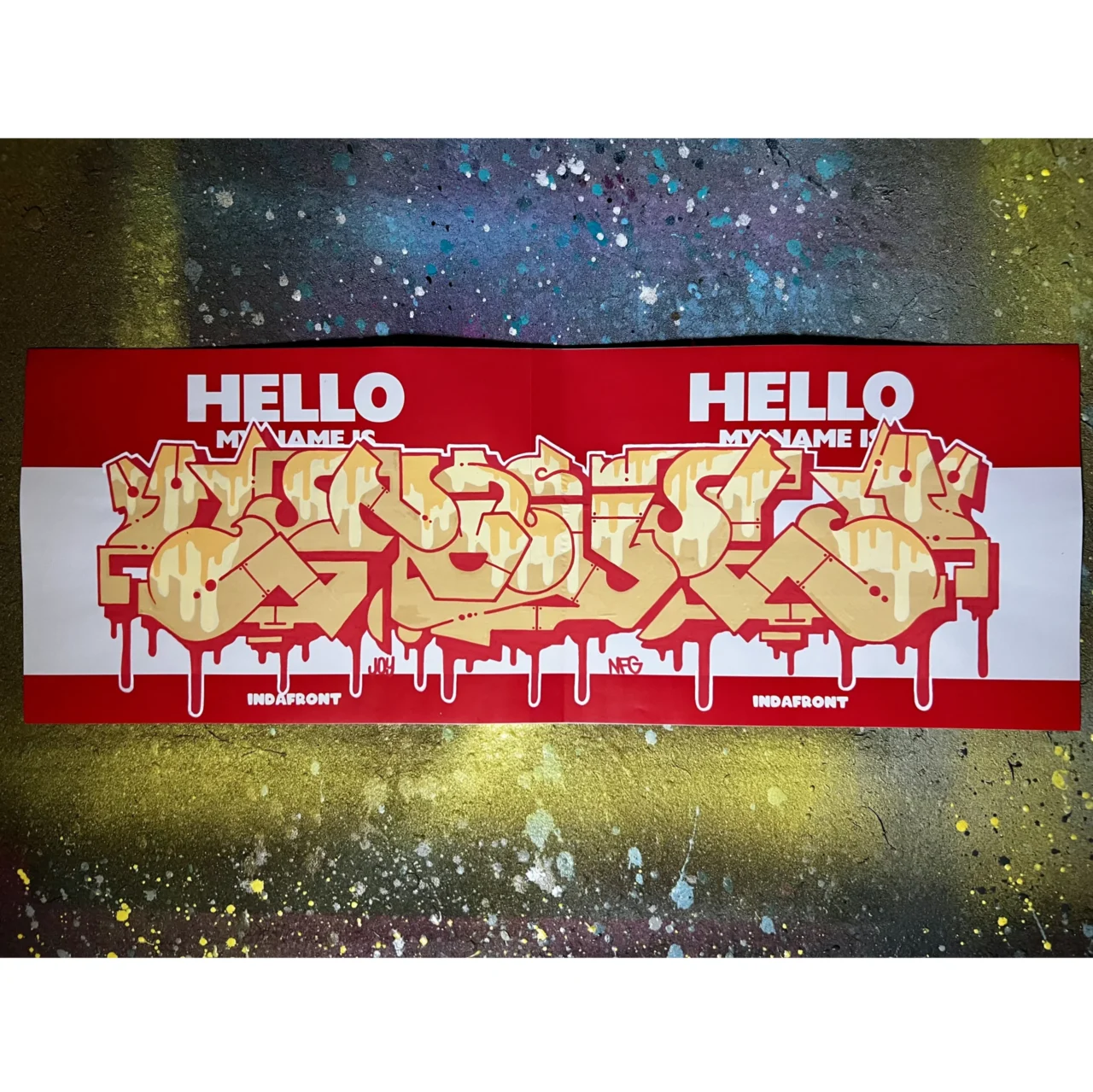 Art by street artis Foul One on Hello My Name is Red XL stickers