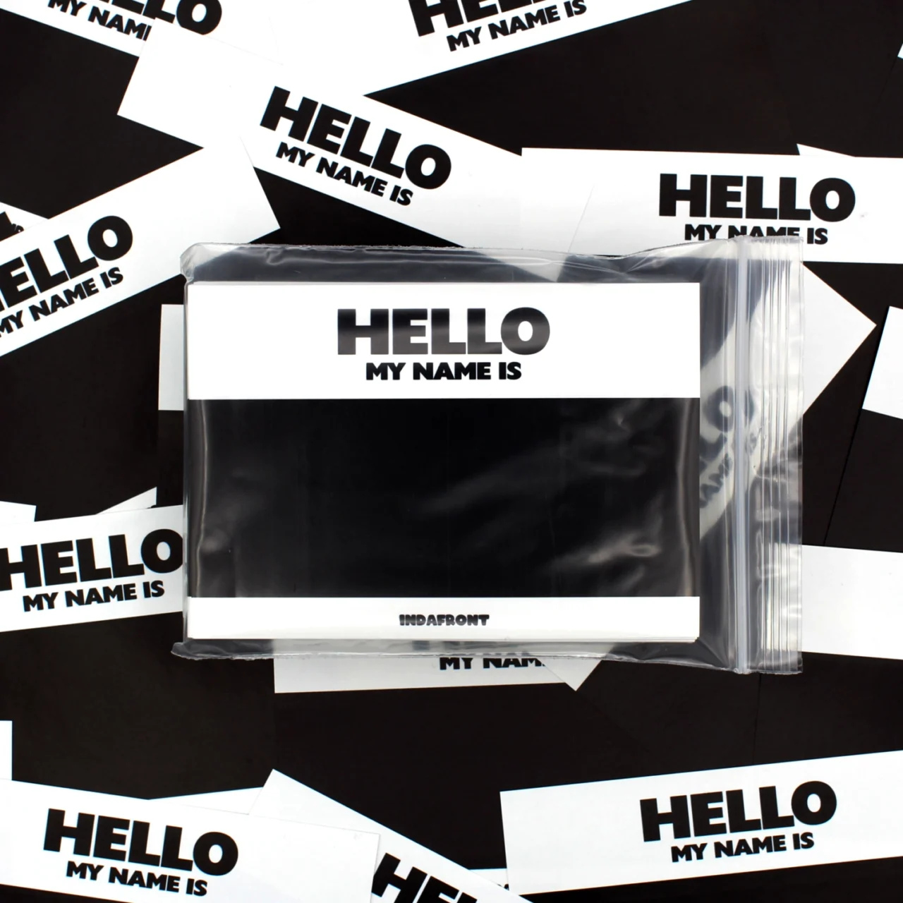 Hello My Name is Inverted Black sticker in a pack