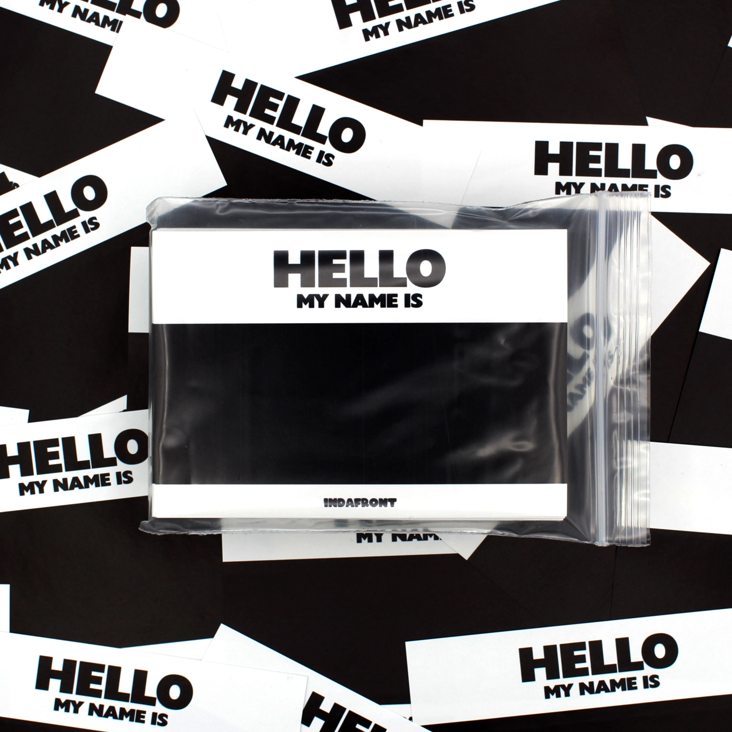 Hello My Name is Inverted Black sticker in a pack