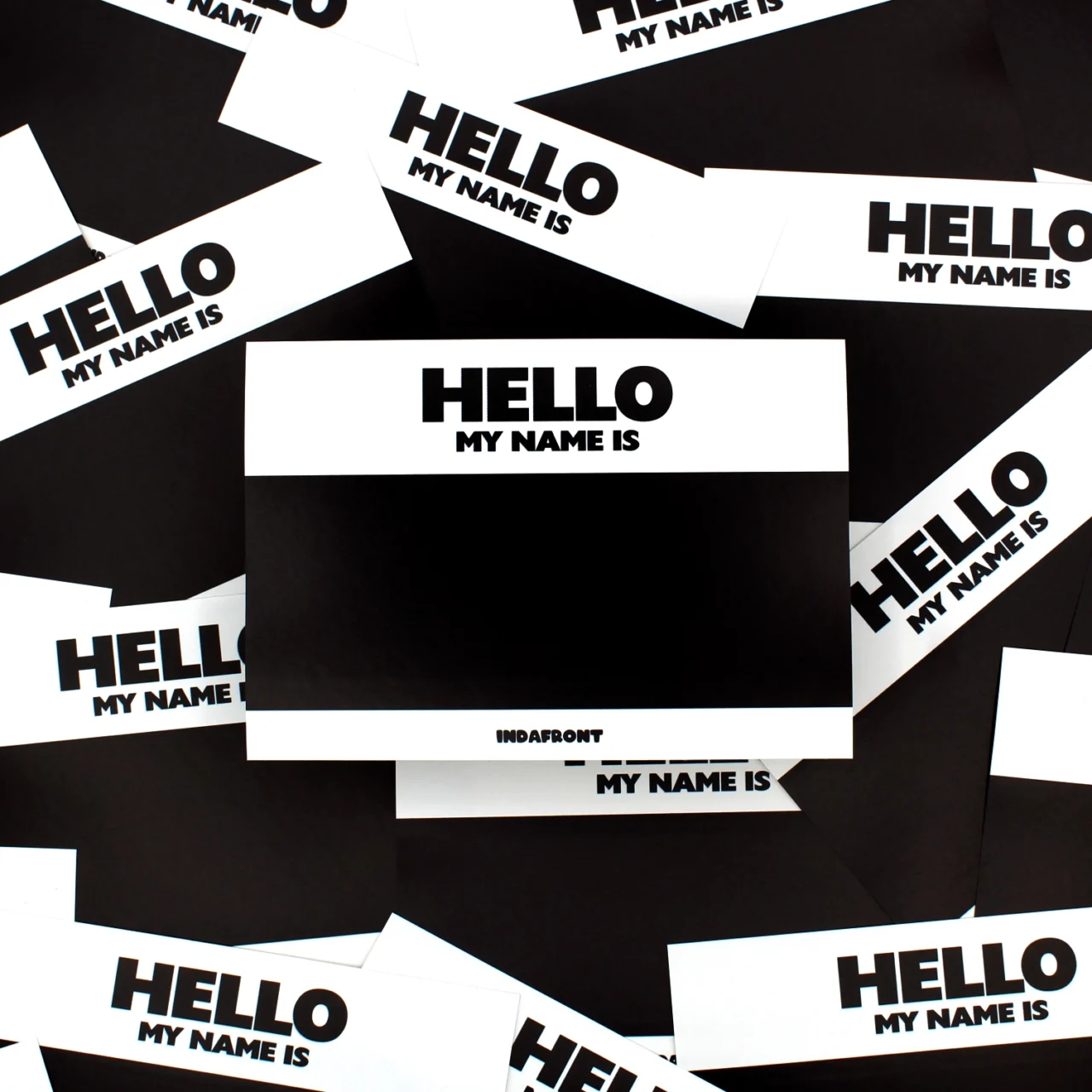 Indafront Hello My Name is stickers Inverted black