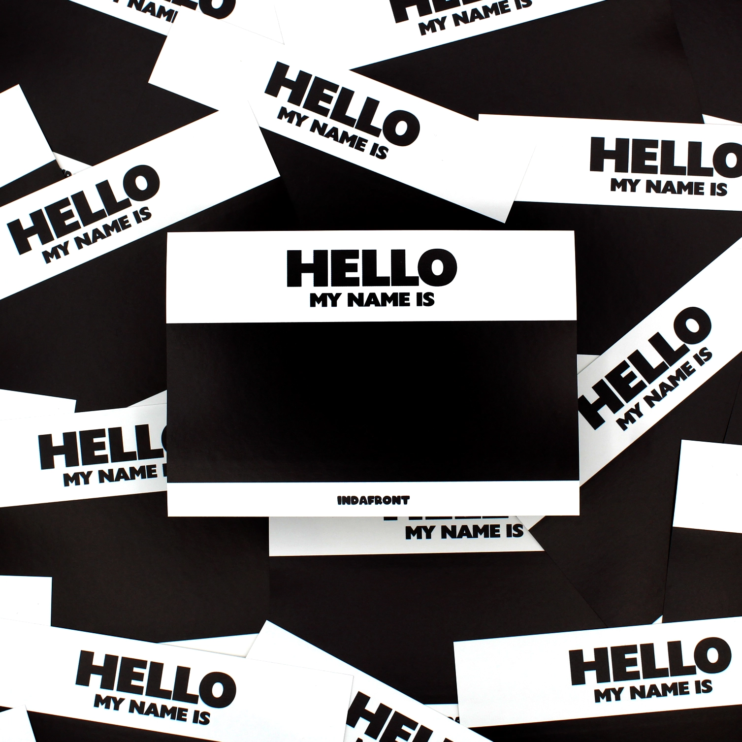 Indafront Hello My Name is stickers Inverted black