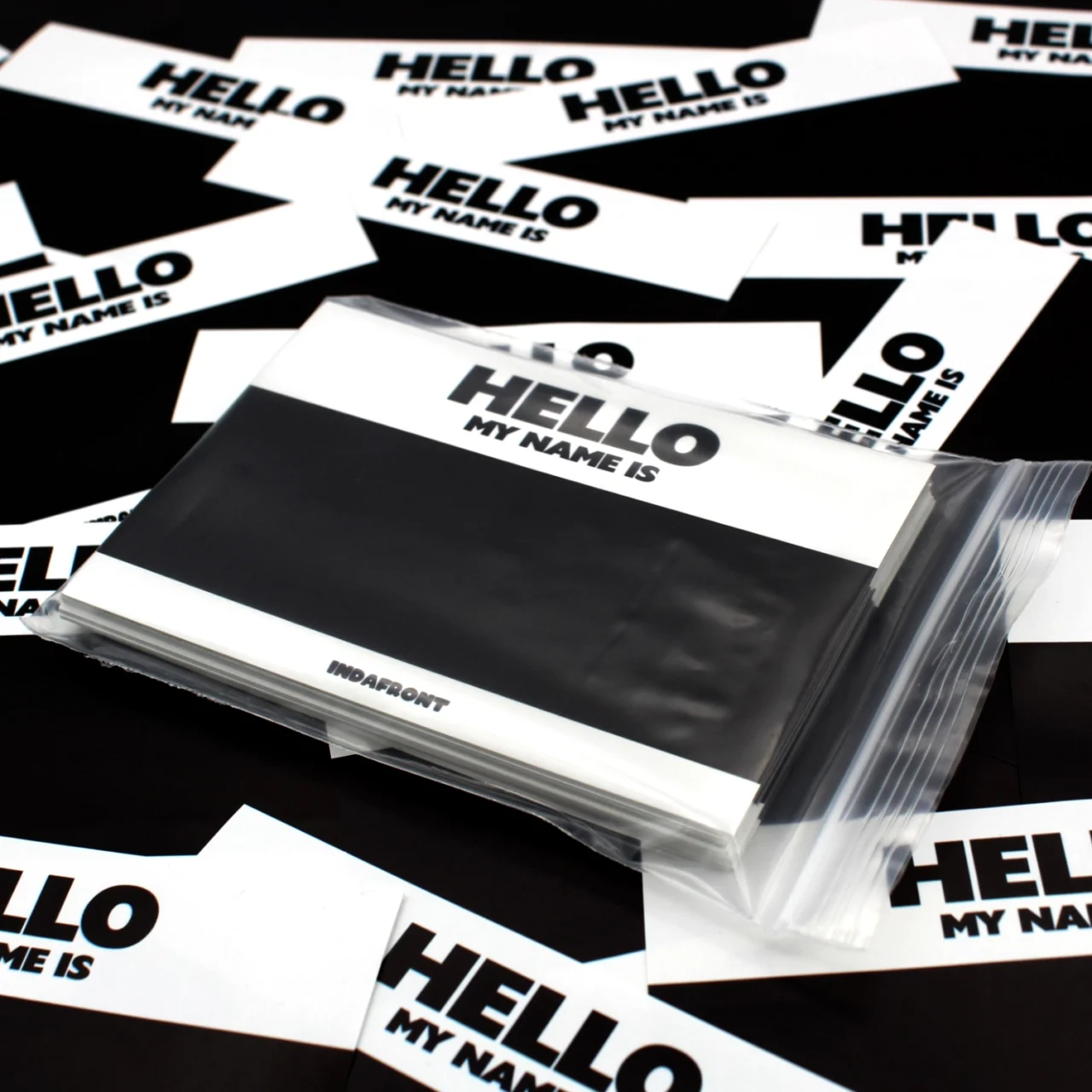 Indafront HMNI Inverted Black stickers close up look in a pack