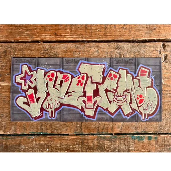 Indafront piece by Ding on Concrete Fence Graffiti Stickers