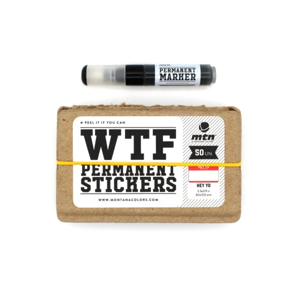 WTF Hey Yo MTN permanent sticker & mini marker set
