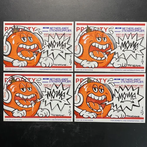 Graffiti art by artist Mafumome on Indafront Priority Mail stickers