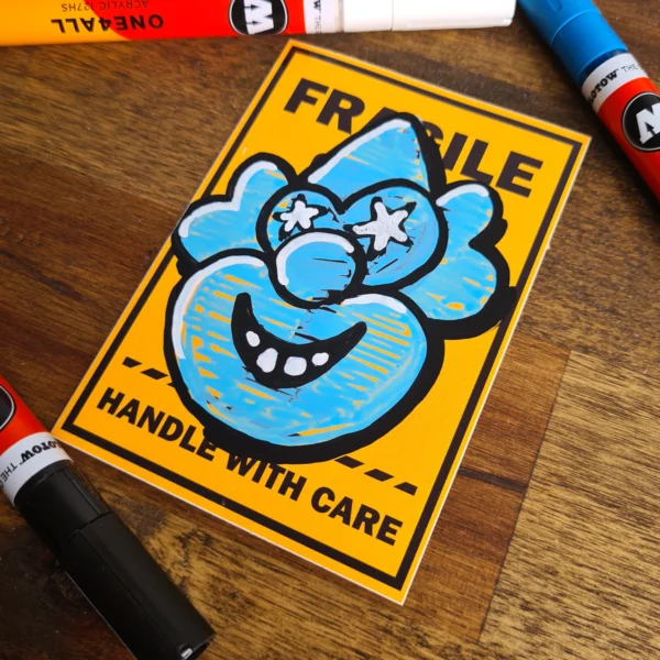 Fatoe graffiti art on Fragile Vinyl Sticker