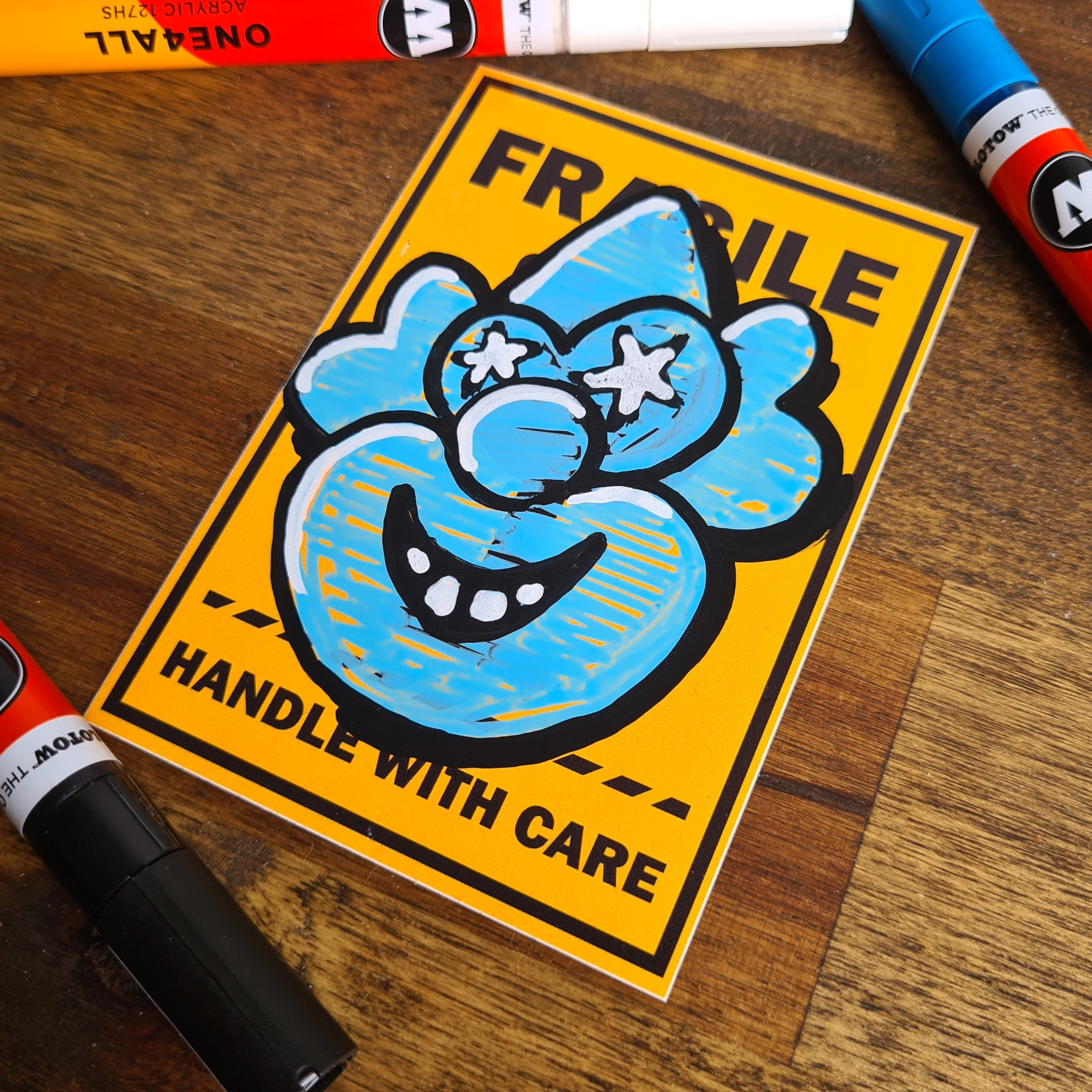 Fatoe graffiti art on Fragile Vinyl Sticker