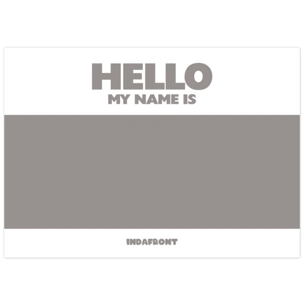 Hello My Name is Stickers Grey Inverted (50 pcs.)