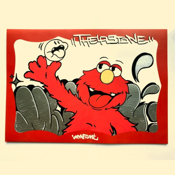 Mome art on Wavy Border Red XL Sticker