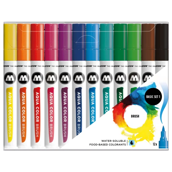 Molotow AQUA COLOR BRUSH Marker Basic Set (12 pcs.)