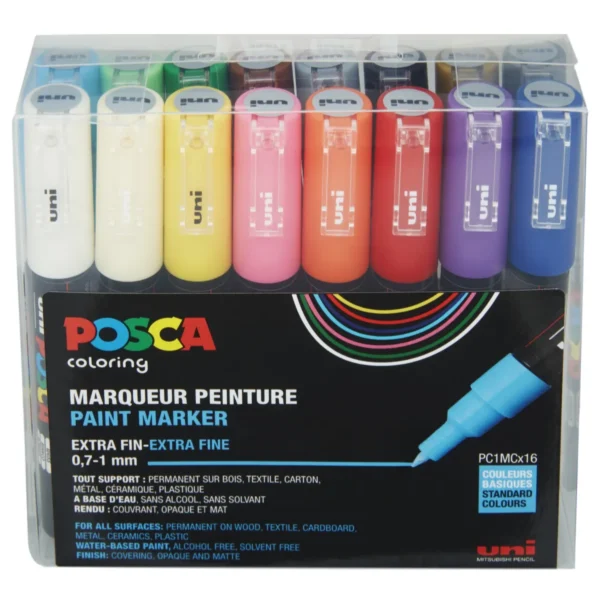 Posca Pc 1mc Acrylic Marker Standard Set 16 Pcs