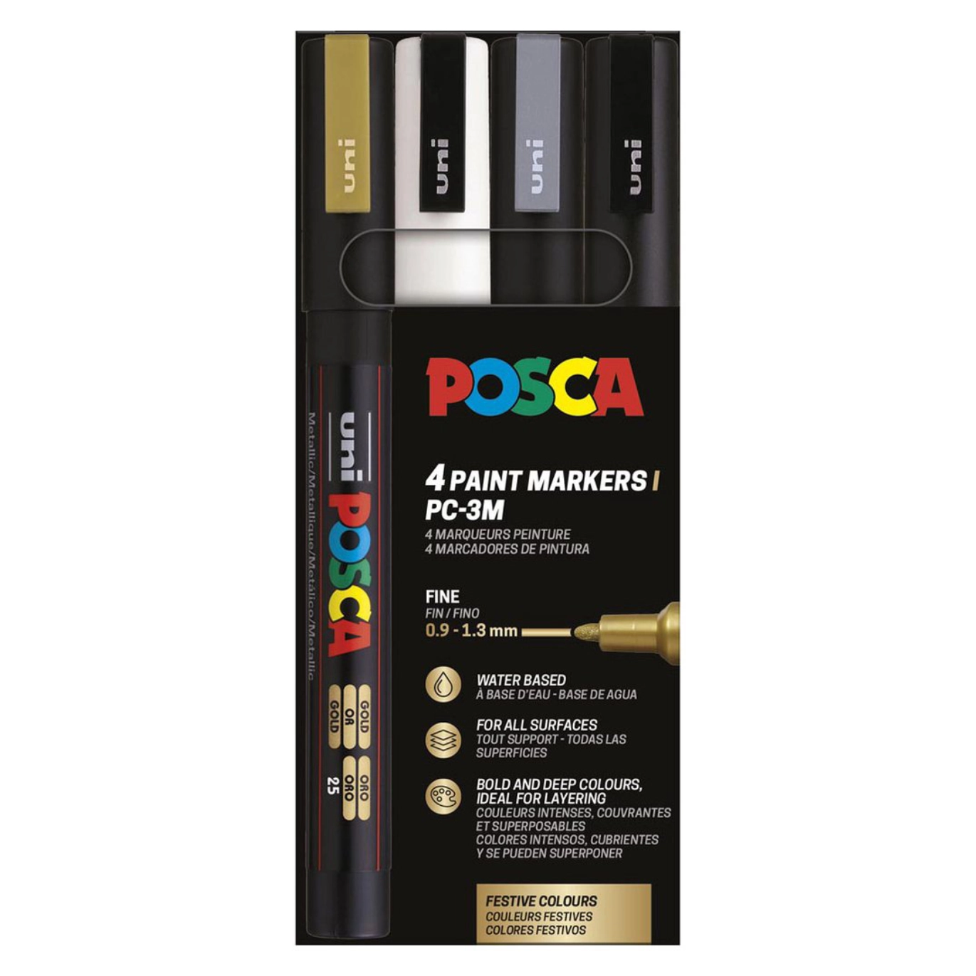 Posca Pc 3m Acrylic Marker Festive Colours Set 4 Pcs