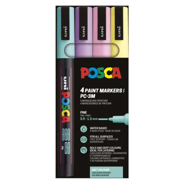 Posca PC-3M Acrylic Marker Soft Set (4 pcs.)