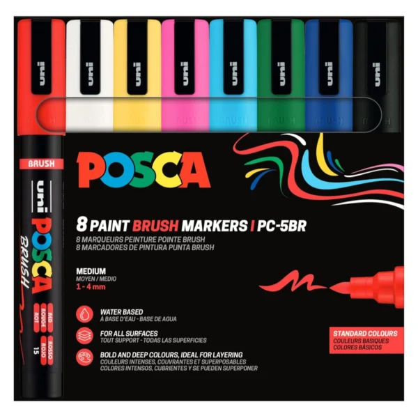 Posca PC-5BR Acrylic Brush Marker Standard Set (8 pcs.)