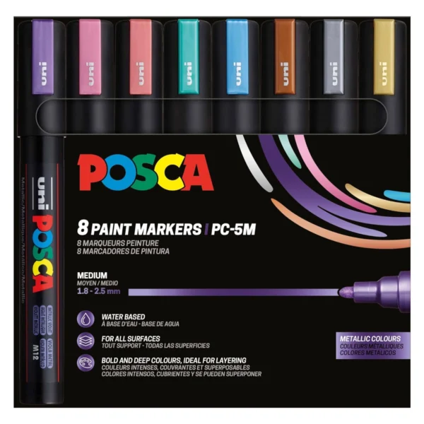 Posca PC-5M Acrylic Marker Metallic Set (8 pcs.)