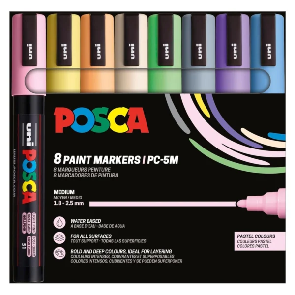 Posca PC-5M Acrylic Marker Pastel Set (8 pcs.)