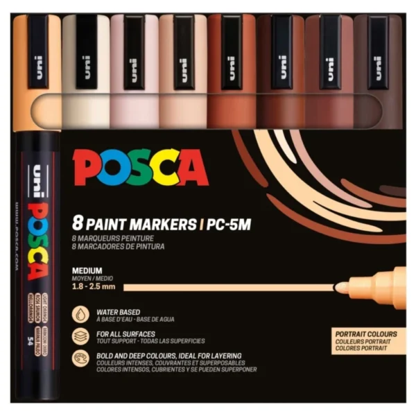 Posca PC-5M Acrylic Marker Portrait Set (8 pcs.)