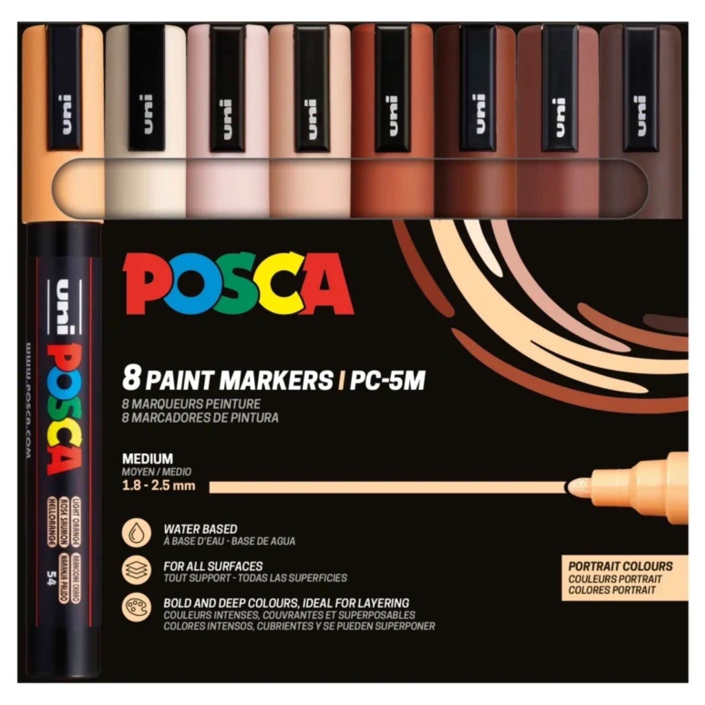Posca PC-5M Acrylic Marker Portrait Set (8 pcs.)