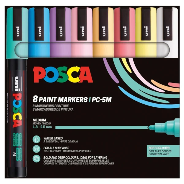 Posca PC-5M Acrylic Marker Soft Set (8 pcs.)