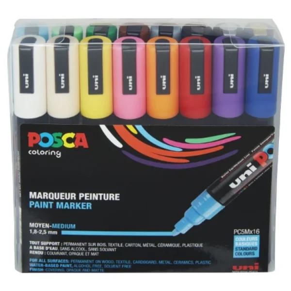 Posca PC-5M Acrylic Marker Standard Set (16 pcs.)